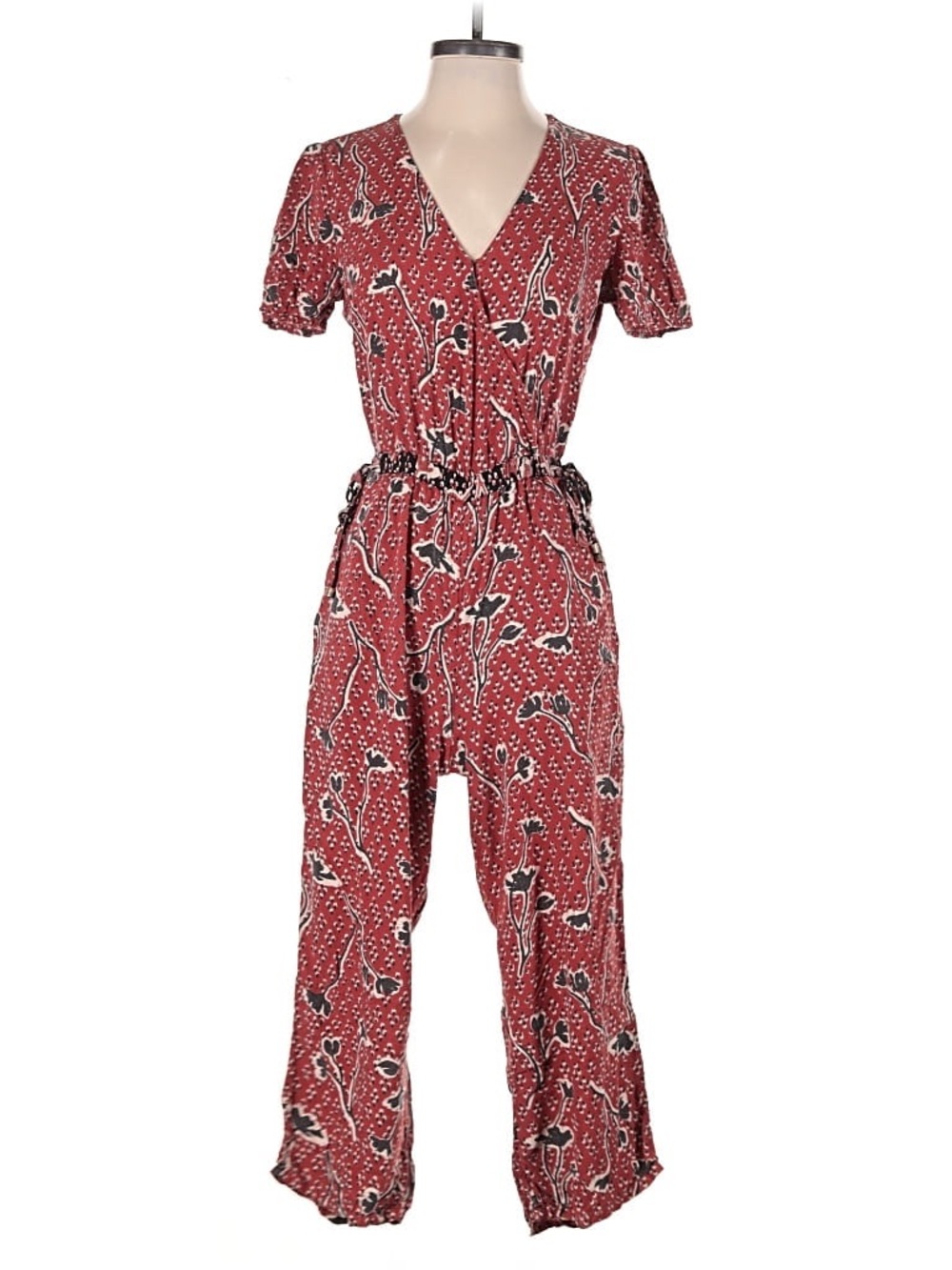 Fat Face Rachel Pressed Flowers Red Floral Wide-Leg Jumpsuit Women's US 12 NWT